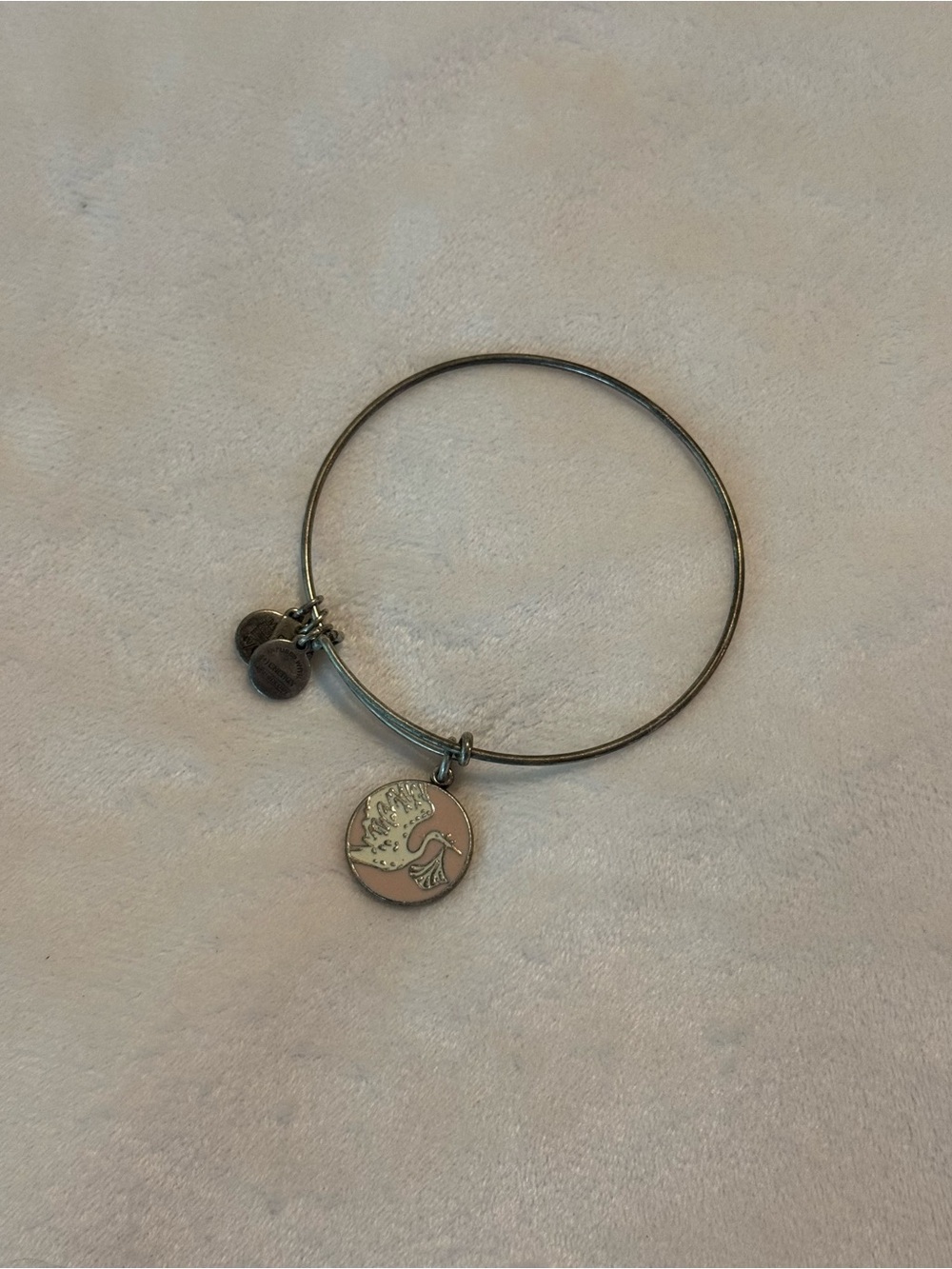 Alex and Ani 2013 Special Delivery Baby Girl Stork Pink Enamel Bangle Bracelet